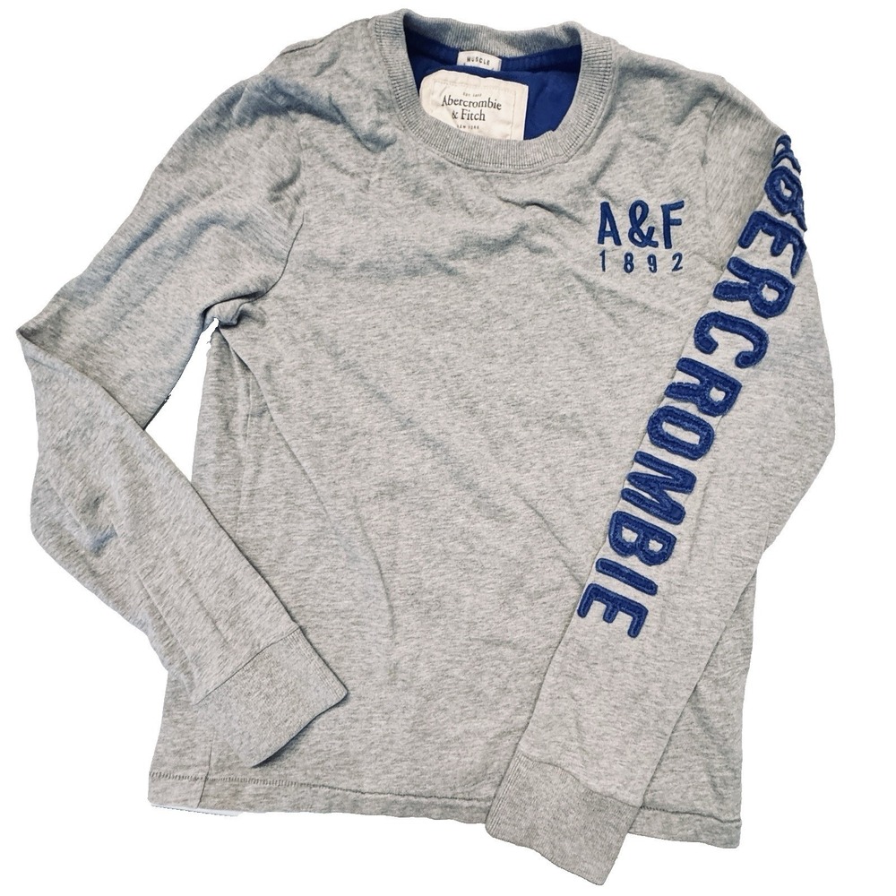Abercrombie T-Shirt Mens Med Y2K Muscle Sleeve Puff Spellout Embroidered Logo